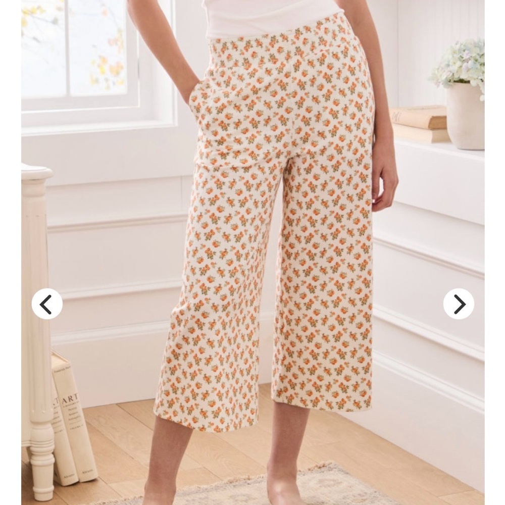 Garnet Hill Floral Wide Legged Cropped Pants